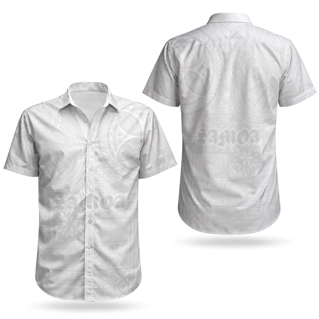 Samoa Lotu Tamaiti Couples Matching Off Shoulder Short Dress and Hawaiian Shirt Tribal Tatau with Siapo Pattern
