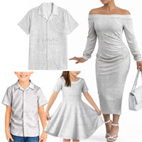 Samoa Lotu Tamaiti Family Matching Off The Shoulder Long Sleeve Dress and Hawaiian Shirt Tribal Tatau with Siapo Pattern LT03 - Polynesian Pride