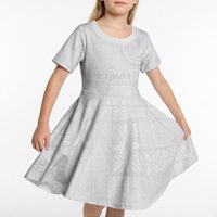 Samoa Lotu Tamaiti Kid Short Sleeve Dress Tribal Tatau with Siapo Pattern