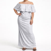 Samoa Lotu Tamaiti Off Shoulder Maxi Dress Tribal Tatau with Siapo Pattern