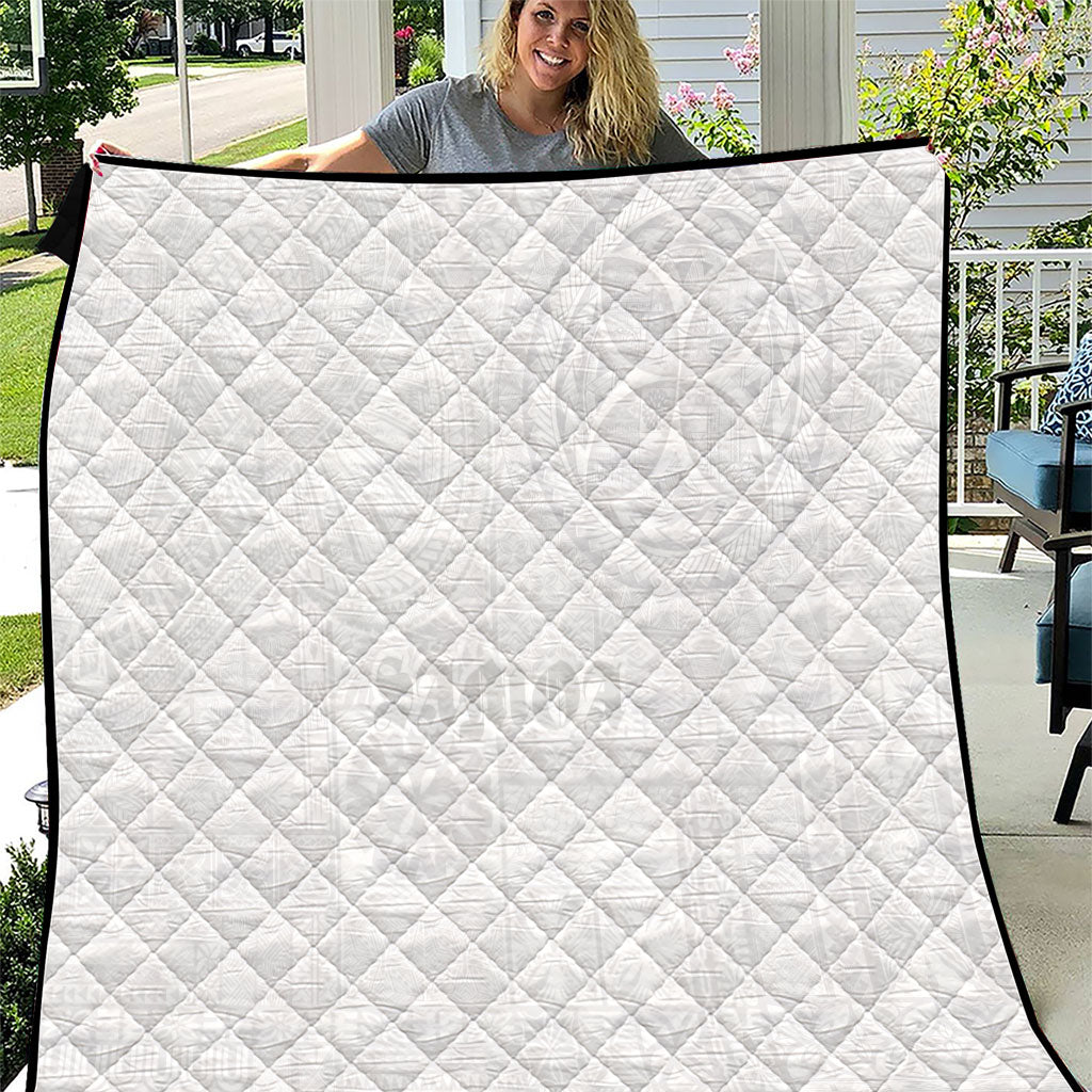 Samoa Lotu Tamaiti Quilt Tribal Tatau with Siapo Pattern LT03 White - Polynesian Pride