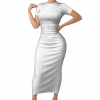 Samoa Lotu Tamaiti Short Sleeve Bodycon Dress Tribal Tatau with Siapo Pattern