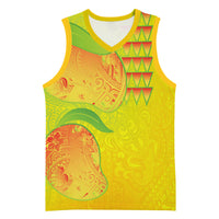 Hawaiian Mango Basketball Jersey Polynesian Art Pattern and Kakau Tattoo