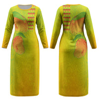 Hawaiian Mango Couples Matching Long Sleeve Bodycon Dress and Hawaiian Shirt Polynesian Art Pattern and Kakau Tattoo LT03 - Polynesian Pride