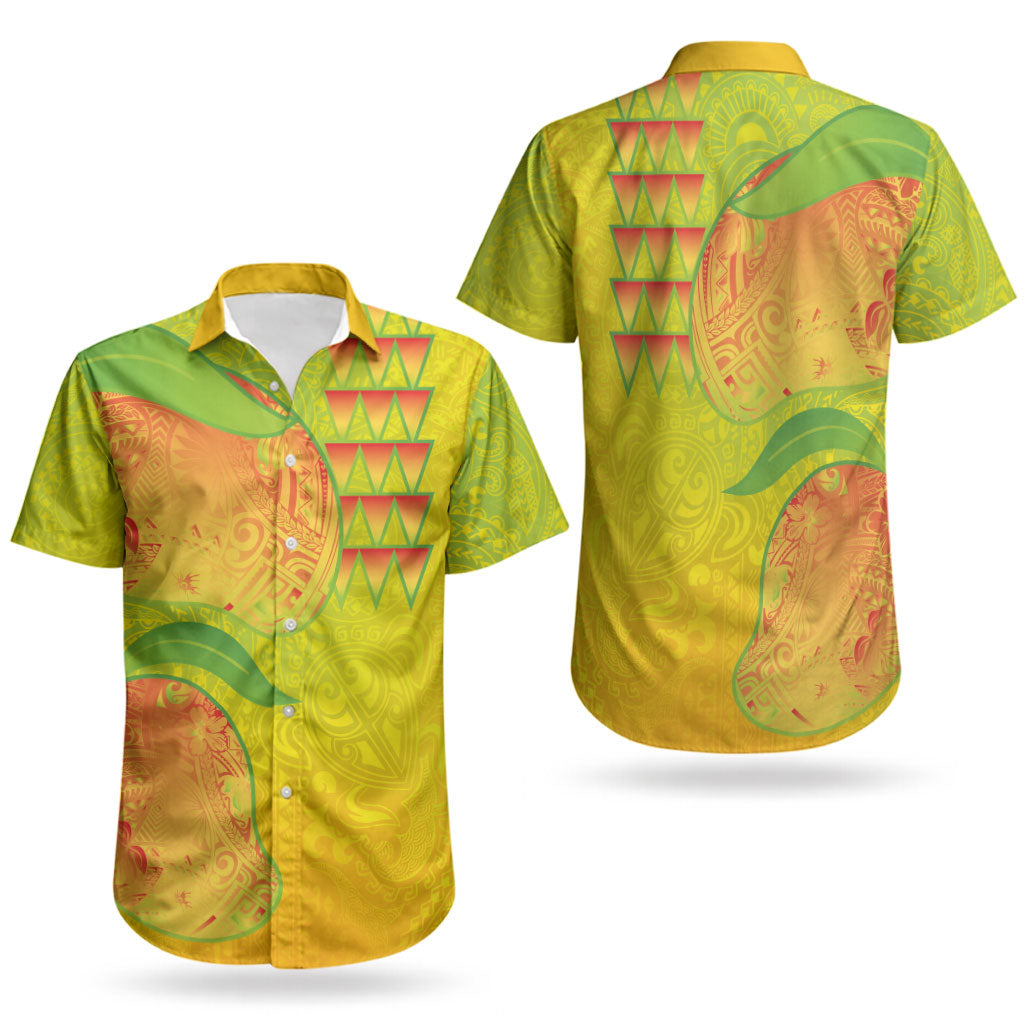Hawaiian Mango Couples Matching Short Sleeve Bodycon Dress and Hawaiian Shirt Polynesian Art Pattern and Kakau Tattoo LT03 - Polynesian Pride