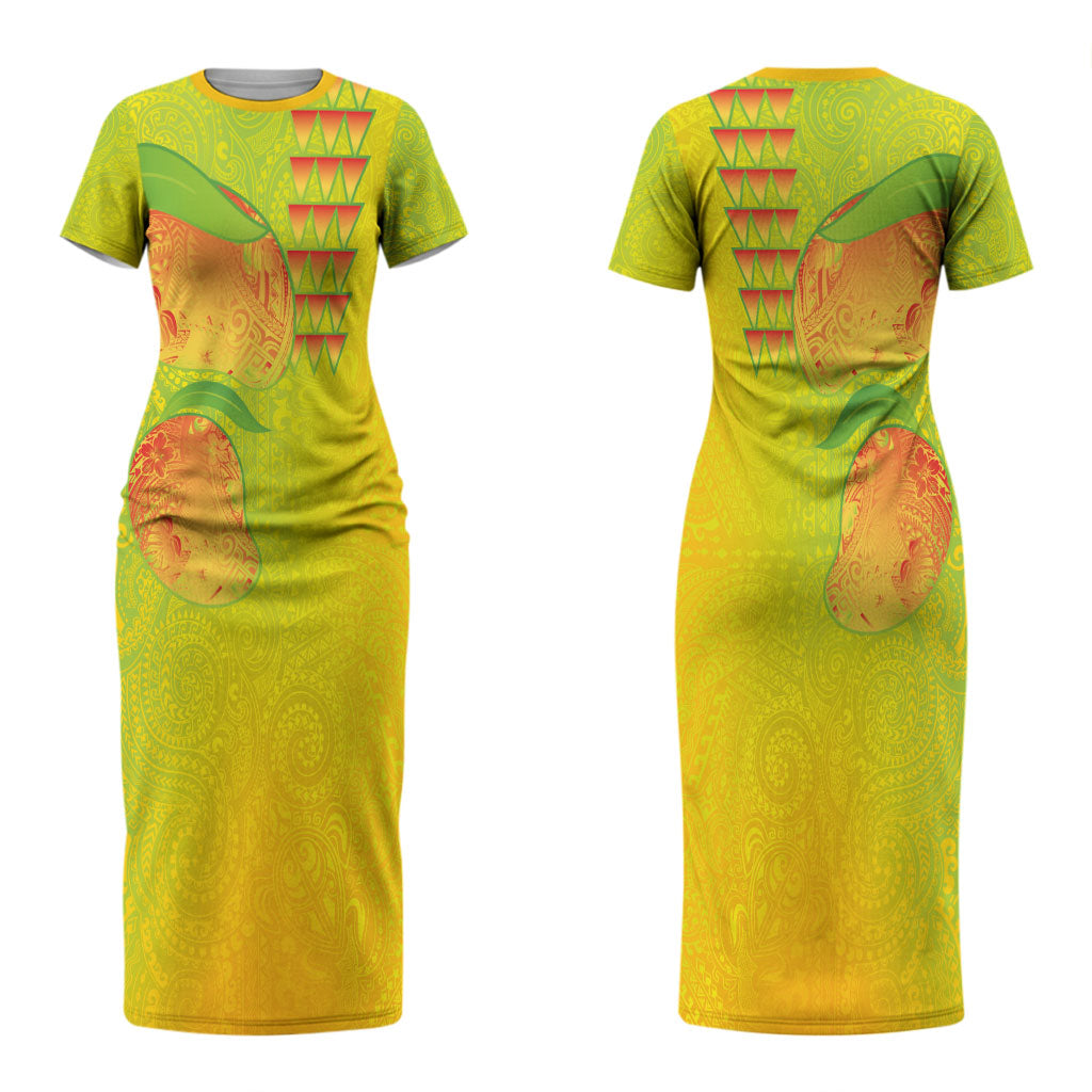 Hawaiian Mango Couples Matching Short Sleeve Bodycon Dress and Hawaiian Shirt Polynesian Art Pattern and Kakau Tattoo LT03 - Polynesian Pride