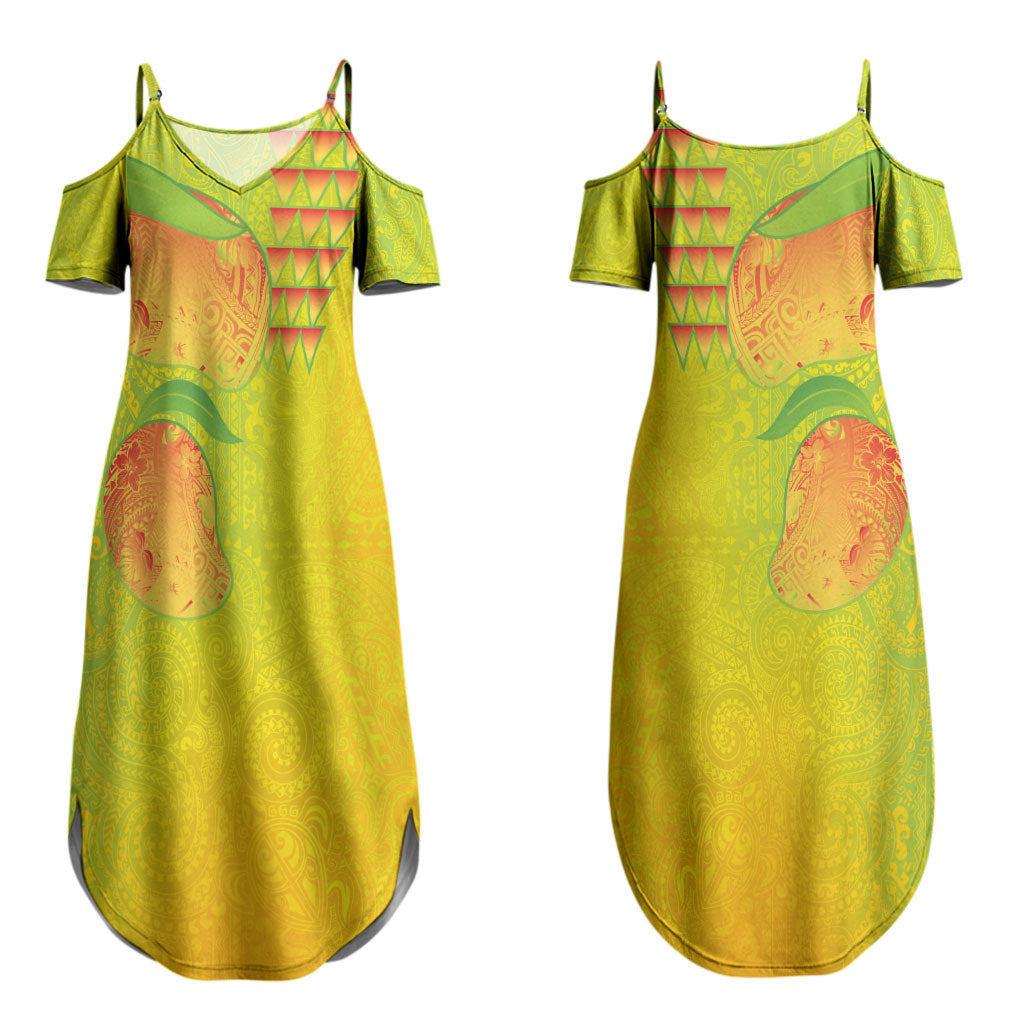 Hawaiian Mango Couples Matching Summer Maxi Dress and Long Sleeve Button Shirt Polynesian Art Pattern and Kakau Tattoo
