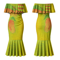 Hawaiian Mango Family Matching Mermaid Dress and Hawaiian Shirt Polynesian Art Pattern and Kakau Tattoo LT03 Mom's Dress Yellow - Polynesian Pride
