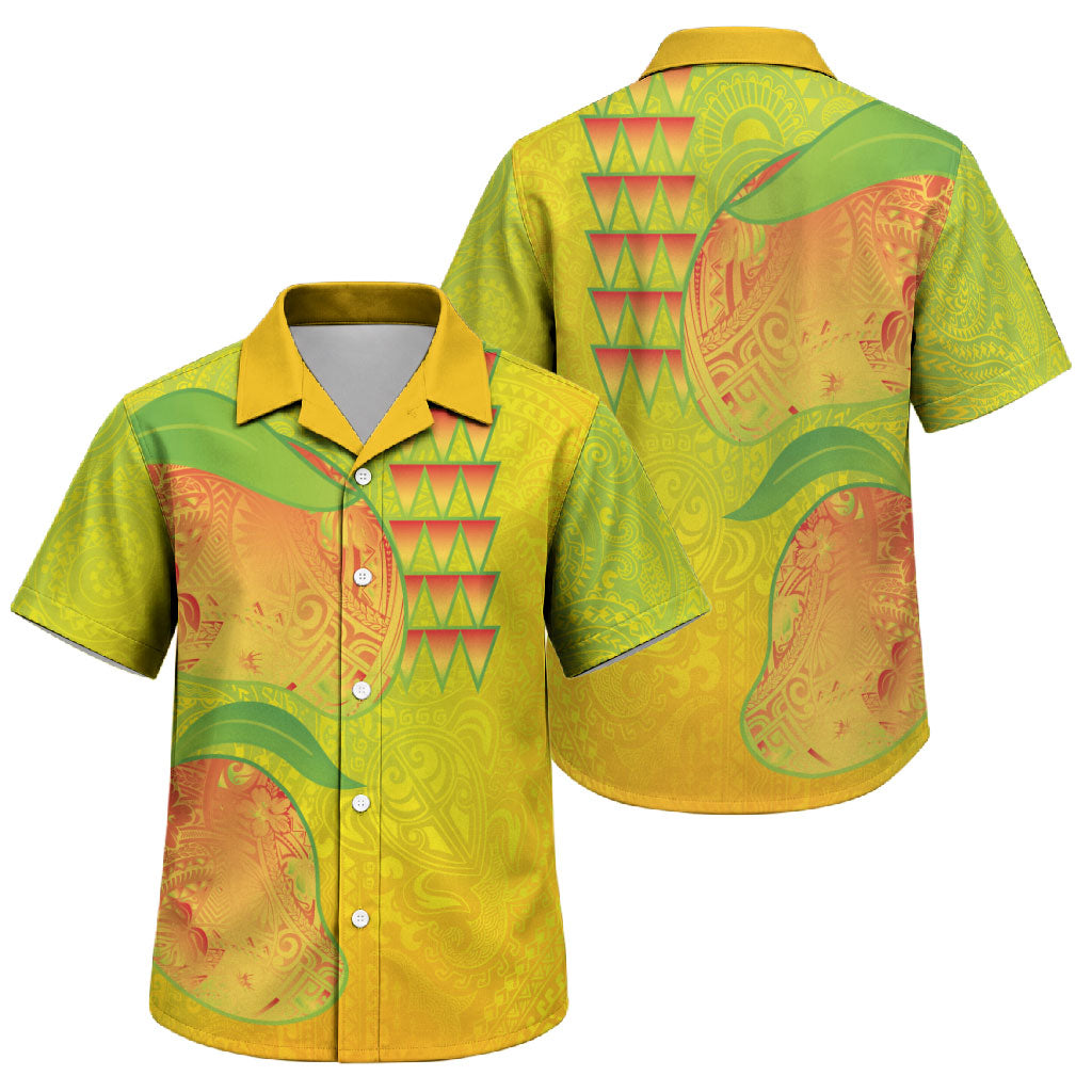 Hawaiian Mango Family Matching Mermaid Dress and Hawaiian Shirt Polynesian Art Pattern and Kakau Tattoo LT03 Son's Shirt Yellow - Polynesian Pride