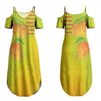 Hawaiian Mango Family Matching Summer Maxi Dress and Hawaiian Shirt Polynesian Art Pattern and Kakau Tattoo LT03 Mom's Dress Yellow - Polynesian Pride