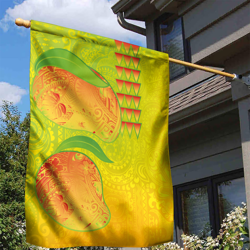 Hawaiian Mango Garden Flag Polynesian Art Pattern and Kakau Tattoo