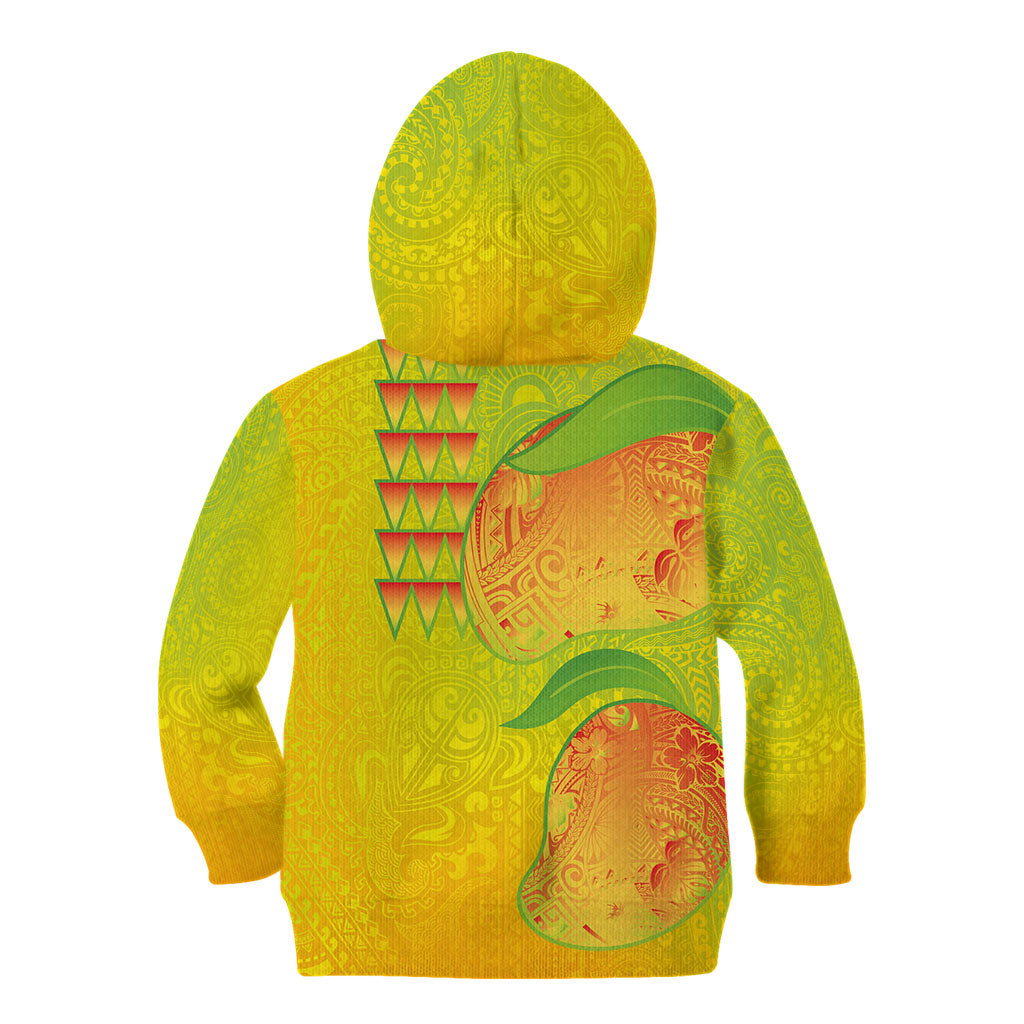 Hawaiian Mango Kid Hoodie Polynesian Art Pattern and Kakau Tattoo