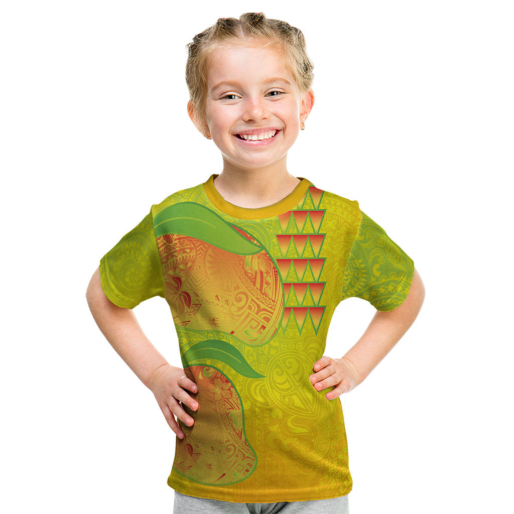 Hawaiian Mango Kid T Shirt Polynesian Art Pattern and Kakau Tattoo