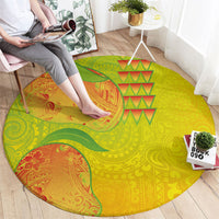 Hawaiian Mango Round Carpet Polynesian Art Pattern and Kakau Tattoo