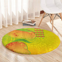 Hawaiian Mango Round Carpet Polynesian Art Pattern and Kakau Tattoo