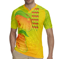 Hawaiian Mango Rugby Jersey Polynesian Art Pattern and Kakau Tattoo