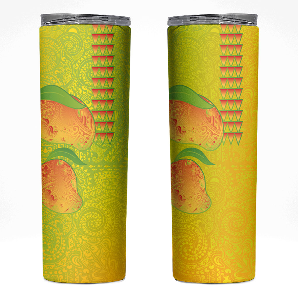 Hawaiian Mango Skinny Tumbler Polynesian Art Pattern and Kakau Tattoo