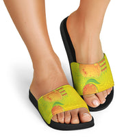 Hawaiian Mango Slide Sandals Polynesian Art Pattern and Kakau Tattoo