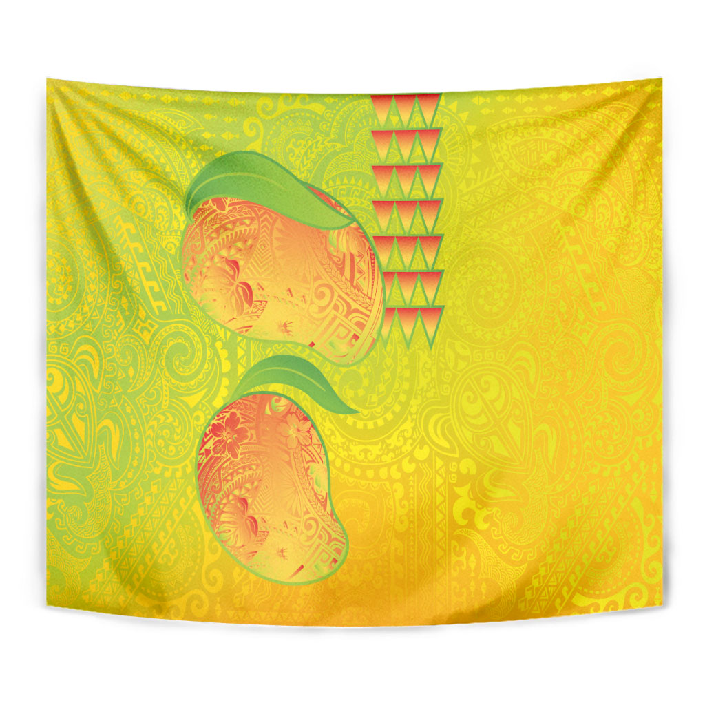 Hawaiian Mango Tapestry Polynesian Art Pattern and Kakau Tattoo