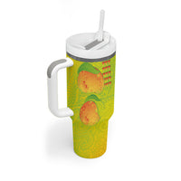 Hawaiian Mango Tumbler With Handle Polynesian Art Pattern and Kakau Tattoo