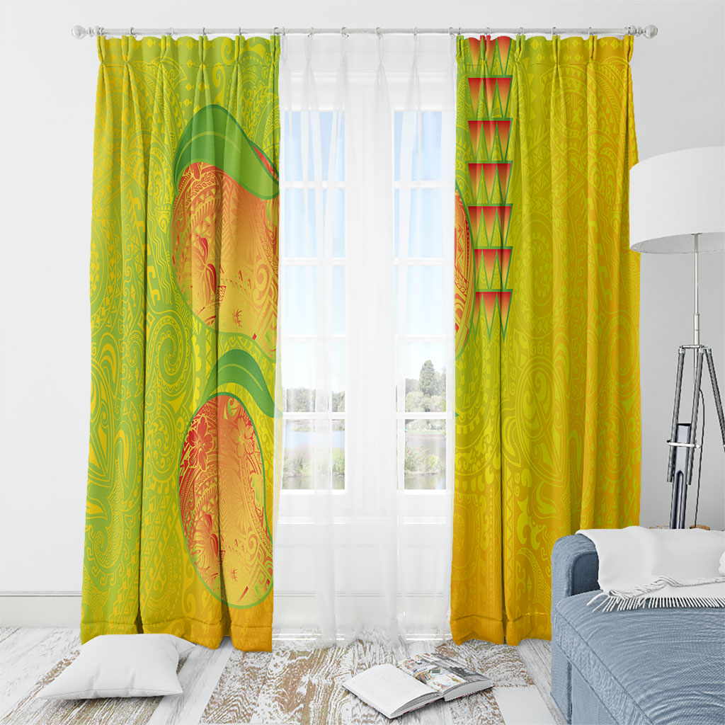Hawaiian Mango Window Curtain Polynesian Art Pattern and Kakau Tattoo