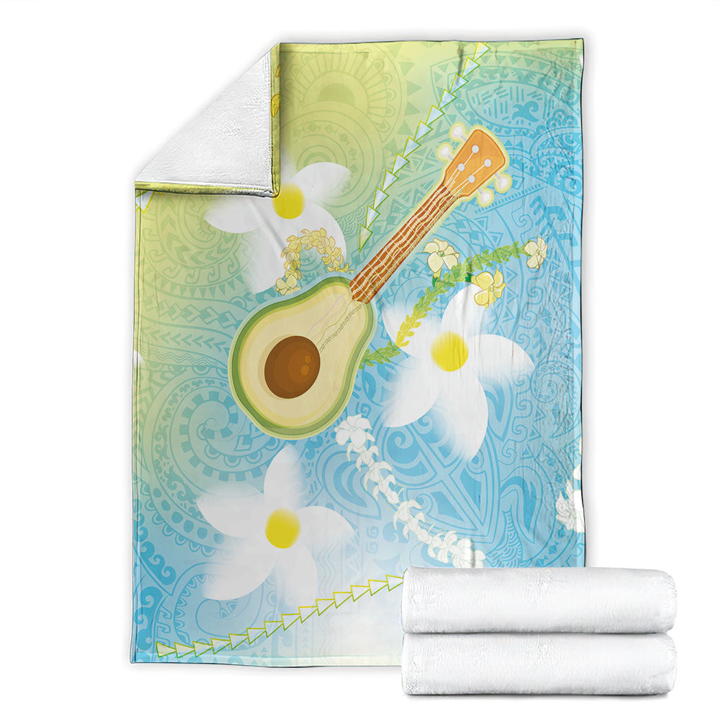 Hawaiian Ukulele Avocado Blanket Leis and Polynesian Pattern