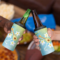 Hawaiian Ukulele Avocado 4 in 1 Can Cooler Tumbler Leis and Polynesian Pattern