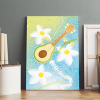 Hawaiian Ukulele Avocado Canvas Wall Art Leis and Polynesian Pattern