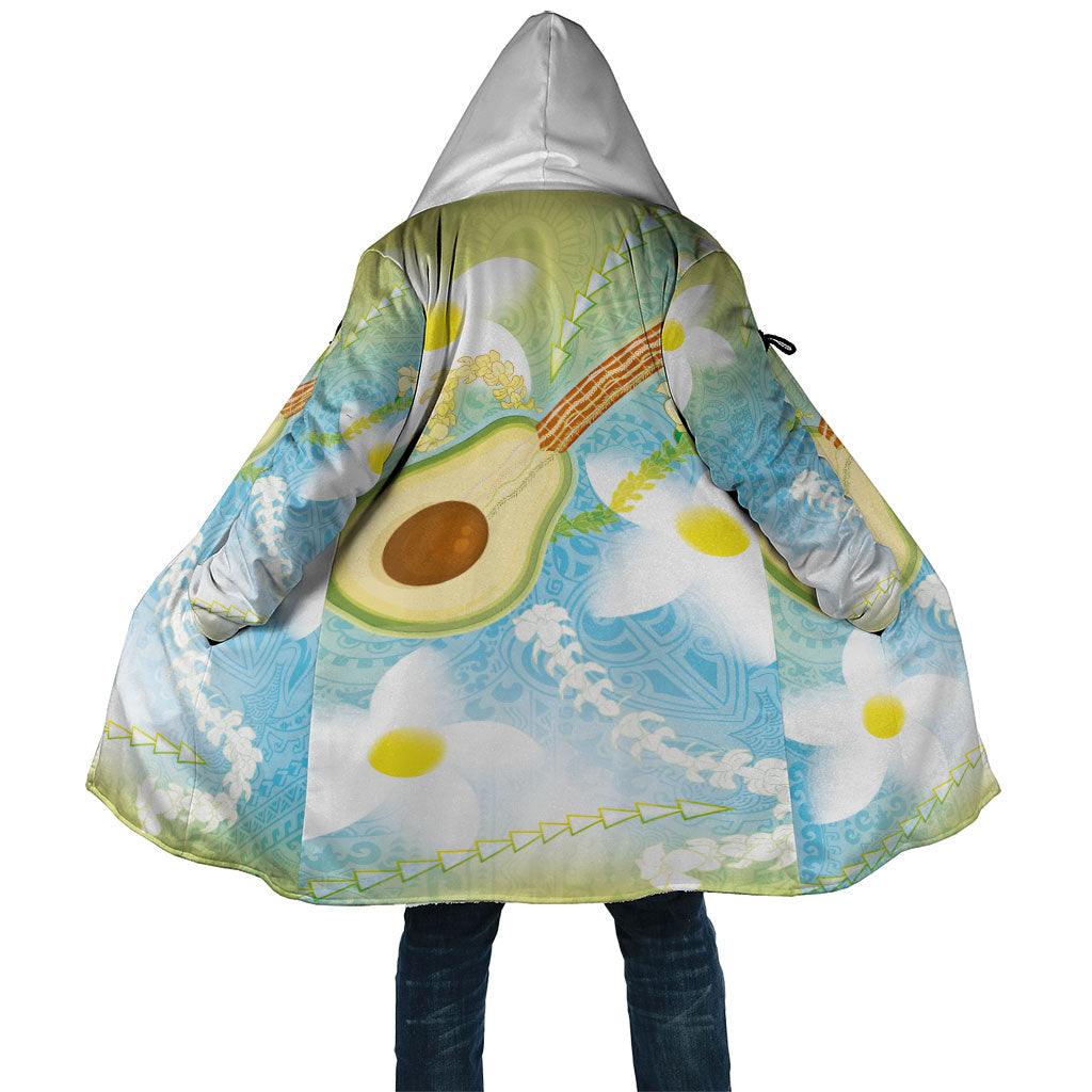 Hawaiian Ukulele Avocado Cloak Leis and Polynesian Pattern LT03 Unisex White - Polynesian Pride