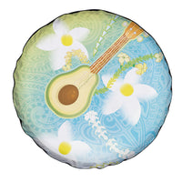 Hawaiian Ukulele Avocado Spare Tire Cover Leis and Polynesian Pattern