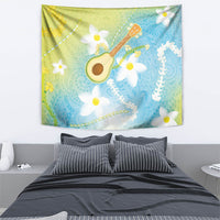 Hawaiian Ukulele Avocado Tapestry Leis and Polynesian Pattern