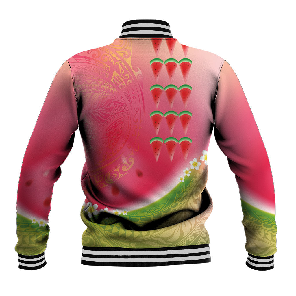 Hawaiian Watermelon Baseball Jacket with Kakau Art Tattoo