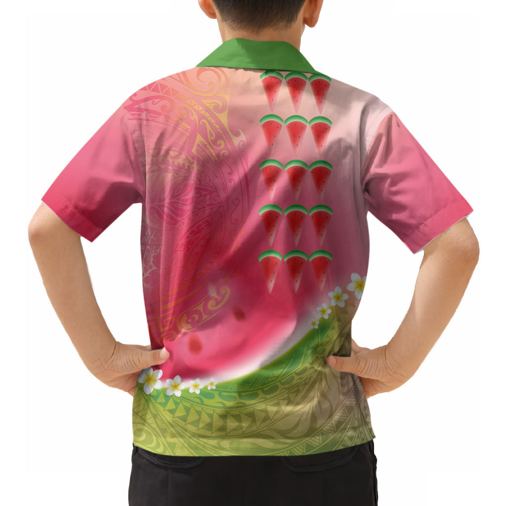 Hawaiian Watermelon Hawaiian Shirt with Kakau Art Tattoo