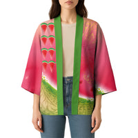 Hawaiian Watermelon Kimono with Kakau Art Tattoo