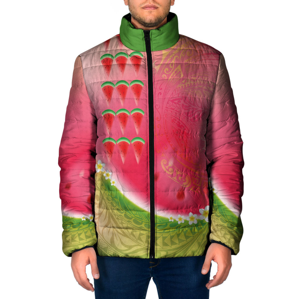Hawaiian Watermelon Padded Jacket with Kakau Art Tattoo