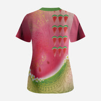 Hawaiian Watermelon Scrub Top with Kakau Art Tattoo