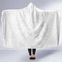 Tonga Faka Sepitema Hooded Blanket Ngatu Pattern with Plumeria and Hibiscus LT03 One Size White - Polynesian Pride