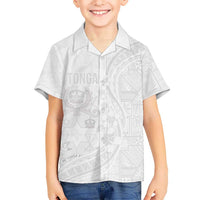 Tonga Faka Sepitema Kid Hawaiian Shirt Ngatu Pattern with Plumeria and Hibiscus LT03 Kid White - Polynesian Pride