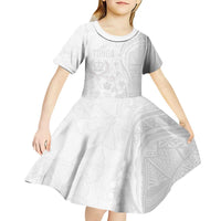 Tonga Faka Sepitema Kid Short Sleeve Dress Ngatu Pattern with Plumeria and Hibiscus LT03 - Polynesian Pride