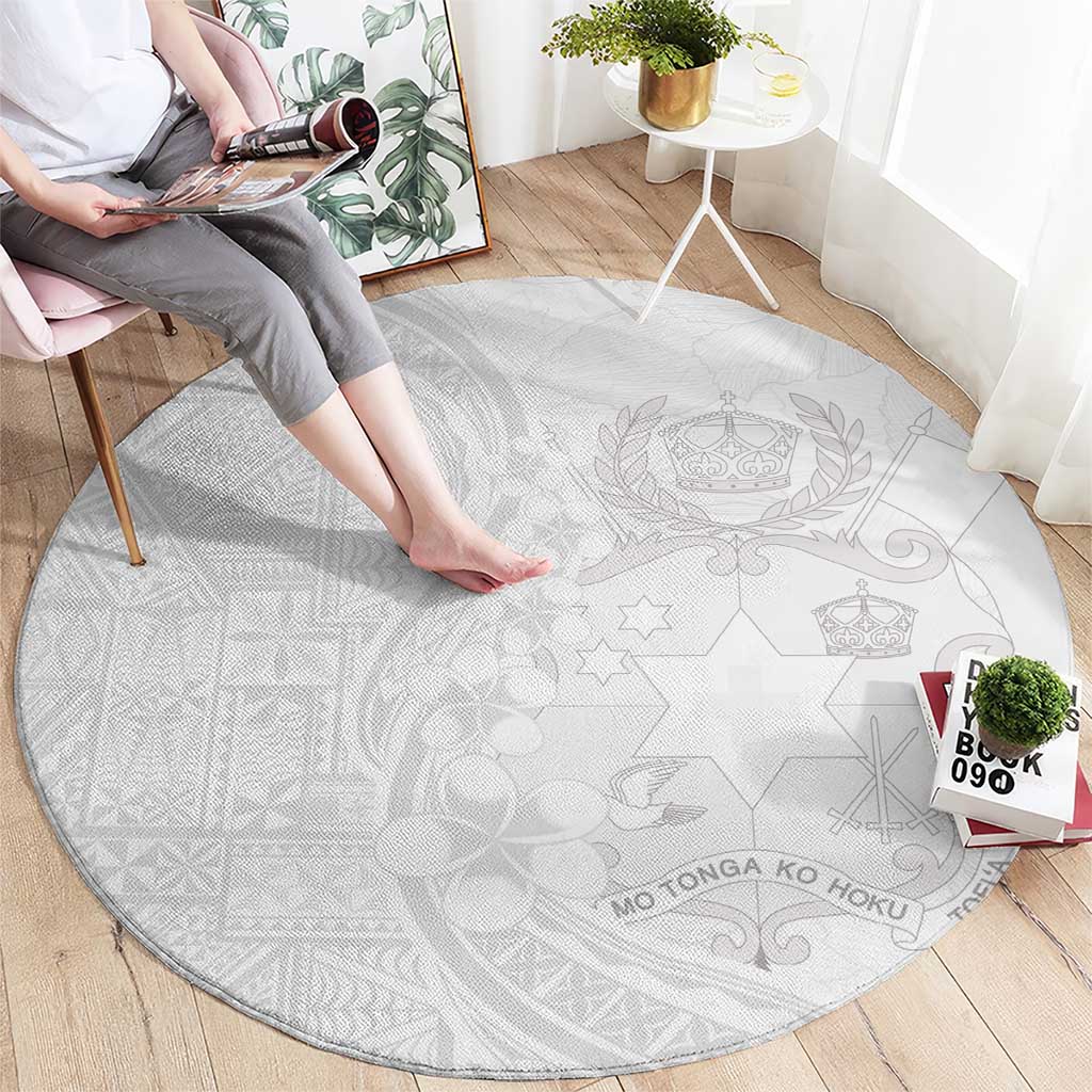 Tonga Faka Sepitema Round Carpet Ngatu Pattern with Plumeria and Hibiscus LT03 - Polynesian Pride