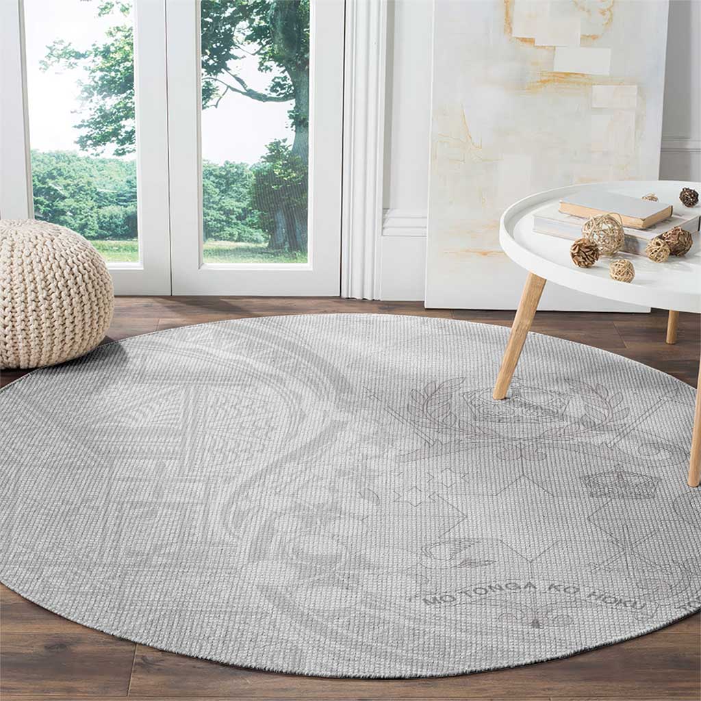 Tonga Faka Sepitema Round Carpet Ngatu Pattern with Plumeria and Hibiscus LT03 - Polynesian Pride
