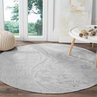 Tonga Faka Sepitema Round Carpet Ngatu Pattern with Plumeria and Hibiscus LT03 - Polynesian Pride