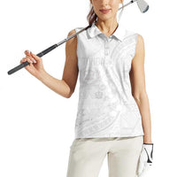 Tonga Faka Sepitema Women Sleeveless Polo Shirt Ngatu Pattern with Plumeria and Hibiscus LT03 - Polynesian Pride