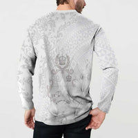 Tonga Faka Sepitema Button Sweatshirt Ngatu and Floral Pattern with Blooming Hibiscus LT03 - Polynesian Pride
