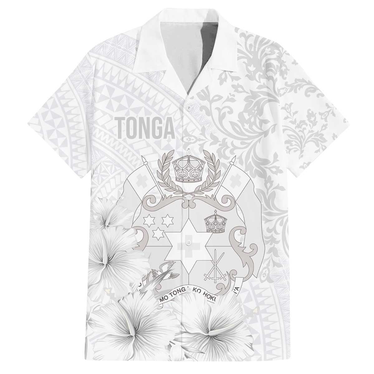 Tonga Faka Sepitema Family Matching Off The Shoulder Long Sleeve Dress and Hawaiian Shirt Ngatu and Floral Pattern with Blooming Hibiscus