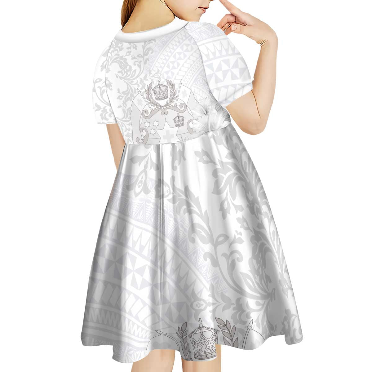 Tonga Faka Sepitema Kid Short Sleeve Dress Ngatu and Floral Pattern with Blooming Hibiscus LT03 - Polynesian Pride