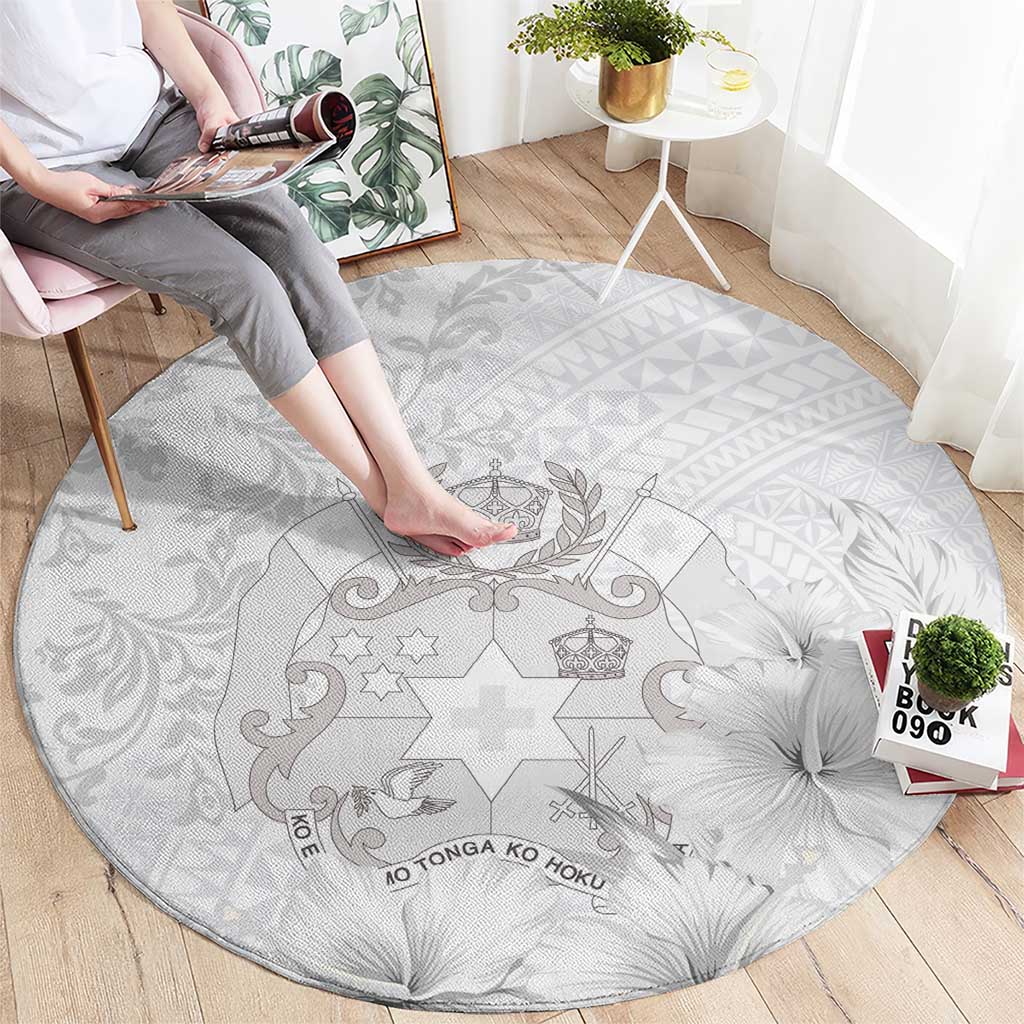 Tonga Faka Sepitema Round Carpet Ngatu and Floral Pattern with Blooming Hibiscus LT03 - Polynesian Pride
