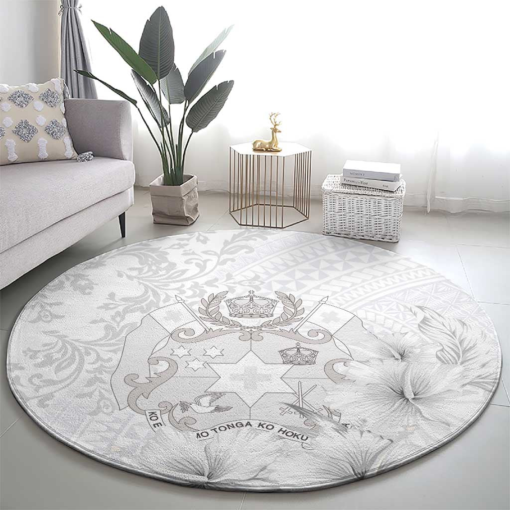 Tonga Faka Sepitema Round Carpet Ngatu and Floral Pattern with Blooming Hibiscus LT03 - Polynesian Pride