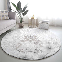Tonga Faka Sepitema Round Carpet Ngatu and Floral Pattern with Blooming Hibiscus LT03 - Polynesian Pride