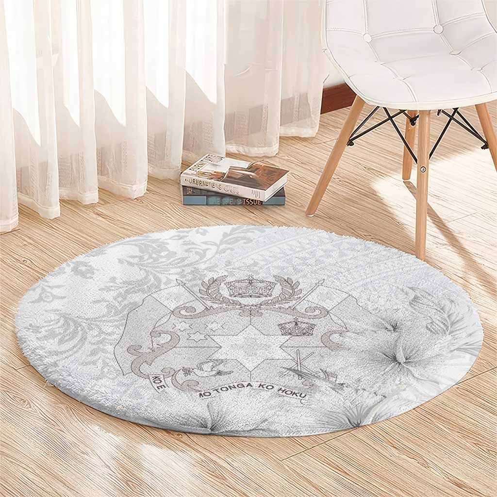Tonga Faka Sepitema Round Carpet Ngatu and Floral Pattern with Blooming Hibiscus LT03 - Polynesian Pride